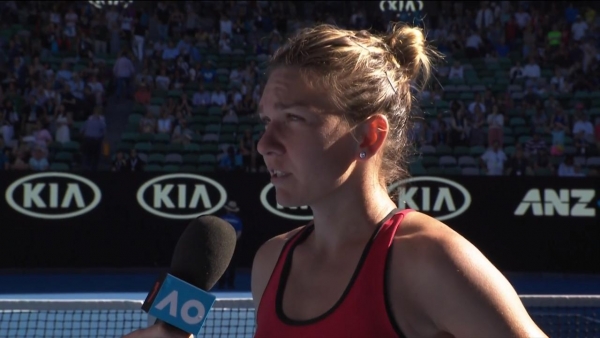Simona Halep on court interview (1R)